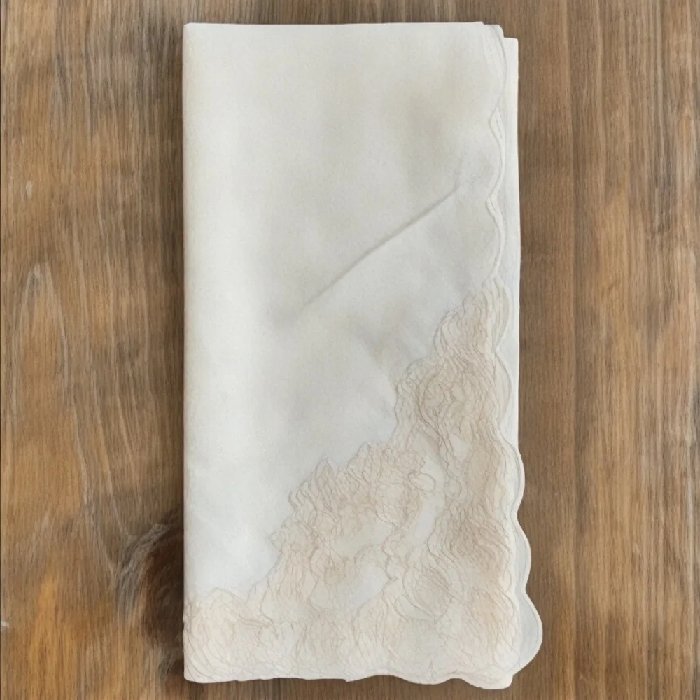 Ivory and Cream Lace Linen Napkin